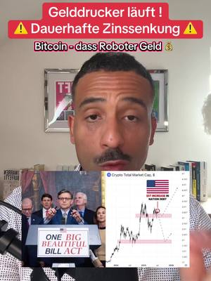 A man in a white shirt and black hair is positioned in the center, looking directly at the camera. Red text overlay is at the top, and beneath a smaller image of people gathered around a table with text, with some graphics to the right. The overall composition suggests a discussion of financial topics.