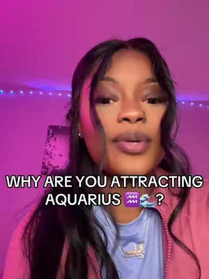 A selfie-style video cover shows a young woman with long, dark hair, looking towards the camera. She's wearing a pink jacket and a necklace. Superimposed on the image is white text on a black rectangle with an aquarius logo. The background is a gradient of pink.