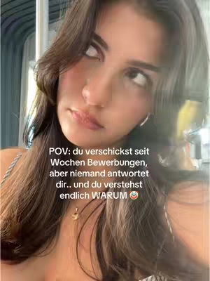 A selfie-style shot featuring a young woman looking upwards with a thoughtful expression. Text overlay on the image provides context.