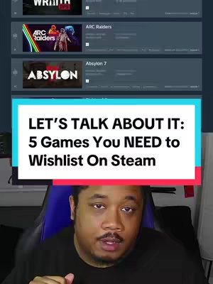 The cover image showcases a split-screen. The upper portion displays a screenshot of multiple game titles from a gaming platform, likely Steam, against a dark background. Below, a man is centered, looking directly at the viewer from a medium close-up, set against a blurred background, possibly in his gaming setup.