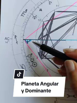A close-up shot of a section of an astrological chart with a hand holding a pen pointing at it, along with a text overlay at the bottom of the image.