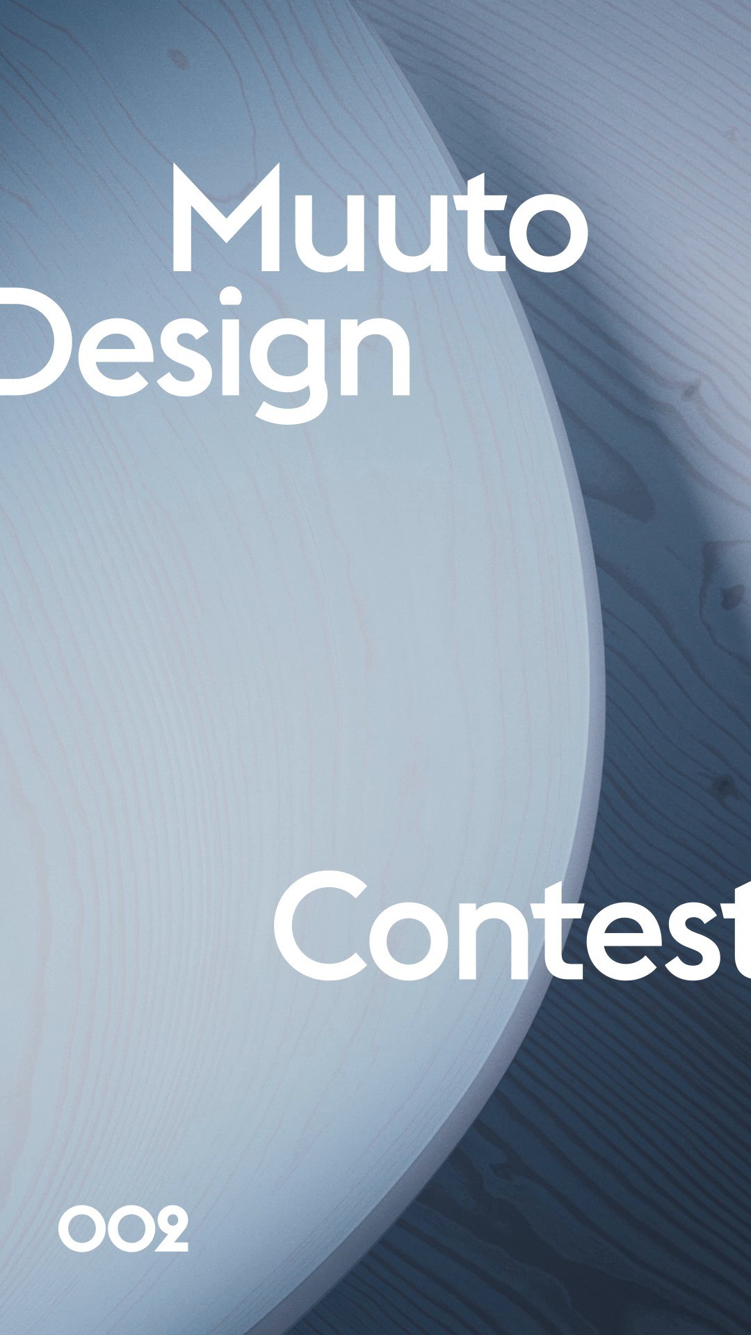 An abstract image divided horizontally, featuring a light wooden texture fading into a deep blue. The text 'Muuto Design Contest' is overlaid in bold white font.
