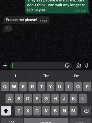 The image is a screenshot of a phone screen displaying a text conversation. The background seems a textured dark pattern. At the top, there are texts in green message bubbles. The bottom has the keyboard with the letters and numbers. The center shows the keyboard and chat with a text message bubble.