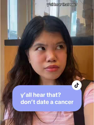 A young woman with dark hair stares pensively off to her right. She wears a pink top, and a text box with white text overlays the lower part of the image. The background includes soft, blurred elements suggesting an indoor setting. A TikTok logo is in the top right corner of the text box.