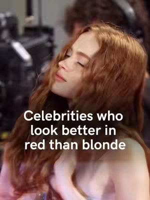 The cover image features a woman looking off to the side with red hair, with a part of the background blurred and text that says "Celebrities who look better in red than blonde".