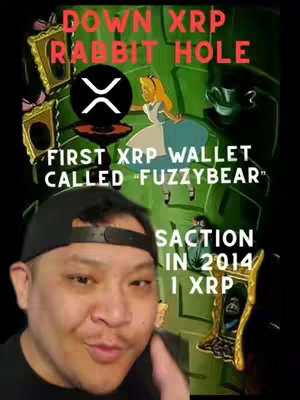 A man with a black cap is in the foreground, against a backdrop that merges elements from "Alice in Wonderland" with a crypto theme. superimposed text and elements.