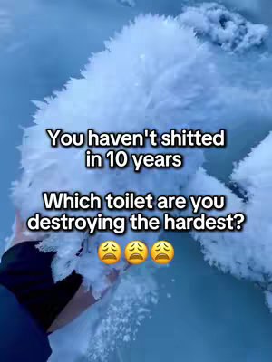 The image is divided diagonally, with a bright, textured, icy or snowy surface on the top right and a dark area, possibly a person's dark clothing, on the bottom left. The white, icy area is the more prominent part of the image, and over this, text is overlaid in bold, white font.
