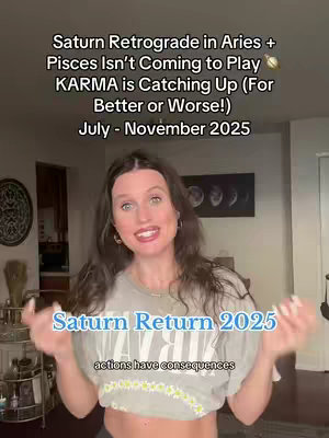 A woman with long, dark hair stands in front of a neutral background. Text overlays appear at the top and bottom of the image, describing the subject matter. She is smiling and gesturing with her hands.