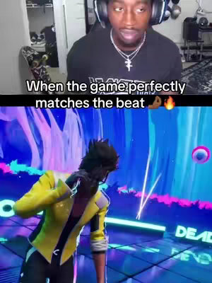 The cover image is split horizontally. The top half shows a man wearing headphones, looking at the camera with a slight smile. He has short dark hair and is wearing a black shirt with a necklace. The bottom half of the image features a brightly lit, stylized 3D environment. A character in a yellow jacket and dark pants is positioned within this setting.