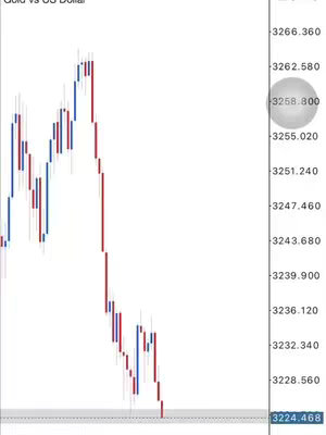The cover image shows a candlestick chart of gold prices, with a white background and red and blue vertical bars indicating price fluctuations. Text overlays highlight key profit margins and indicate the trading pair as Gold versus US Dollar. The chart displays downward trend.