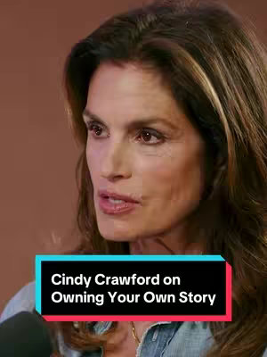 The cover photo features a close-up shot of Cindy Crawford, a woman with long, light brown hair, and a professional appearance, facing slightly towards the left. A text overlay in a contrasting color is placed at the bottom center of the image, conveying the video's title.
