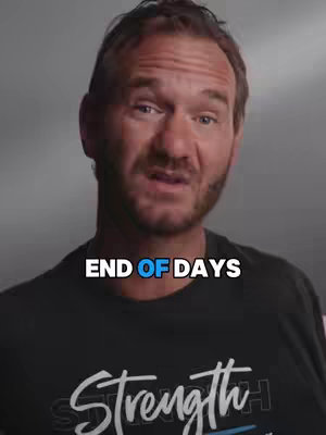 A close-up shot of a man with a beard and short hair, against a blurred background. The text overlay 'END OF DAYS' is positioned above his head, and he's wearing a black t-shirt with the word 'Strength' on it.