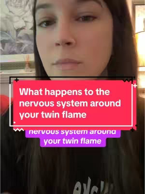 The cover image shows a woman with a text overlay that says, "What happens to the nervous system around your twin flame." Below the text is a smaller overlay of text in a different color that partially repeats the initial message.