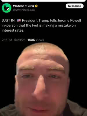 The cover image shows a selfie-style video featuring a man with a prominent forehead taking up a significant portion of the frame. The text overlay provides breaking news related to crypto and the news. The background is simple, dark, and slightly blurred and it's easy to focus on the person in the foreground.