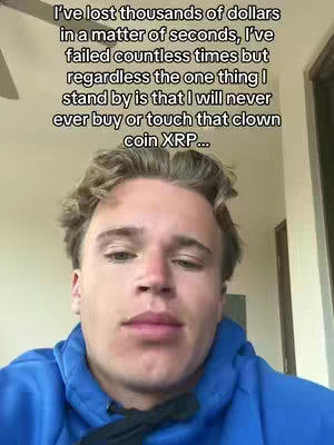 A selfie-style shot featuring a young man with light skin and short, wavy light brown hair. He's wearing a blue hoodie. The background appears to be the interior of a room, possibly a home, with a ceiling fan subtly visible in the top left corner. Overlayed text covers the top third of the frame. The overall composition is a straightforward, close-up portrait.