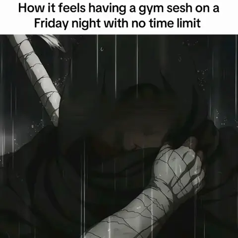 An anime-style artwork depicts a figure in a dark, rainy setting with the focus on a hand wrapped in bandages. The figure, obscured by shadow, is shown hunched over with a hand on the face, conveying a sense of fatigue or contemplation.