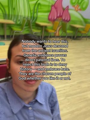 The cover image shows the creator with the text overlayed over her face. She appears to be in a children's location with some murals and chairs behind her. The background has colorful art with mushrooms, and the creator is wearing a blue top.