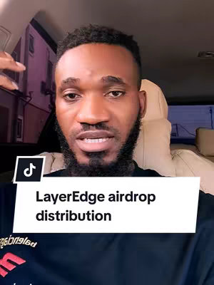 A man is filming himself in a car, with an overlay that says "LayerEdge airdrop distribution". The man is looking toward the camera and speaking. The background is a blurry outdoor scene.