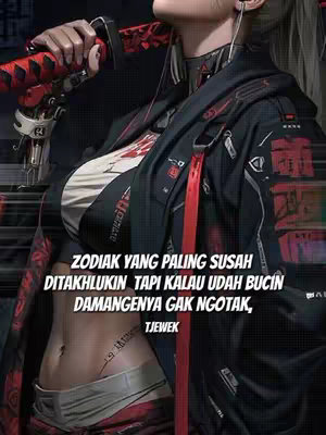 The cover image features a woman holding a sword-like object, set against a blurred, dark background with digital artifacts. The woman is the central focus, dressed in a black and red outfit with a tattoo visible on her abdomen, exuding a cool, edgy aesthetic. Text is overlaid on the image in a bold, white font. Overall, the composition balances action, style, and text elements effectively.