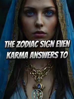 A close-up image of a woman's face, framed within a blue, draped headdress. She has fair skin, blue eyes, and an intense expression. Heavy text overlays the image, and a gold and jeweled necklace adorns her neck. The background is blurred, suggesting a mystical or ethereal setting.