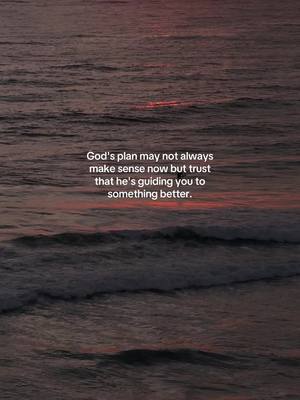 An image of the ocean at sunset with waves. Text overlayed on the image. The sky is a mix of orange and pink.
