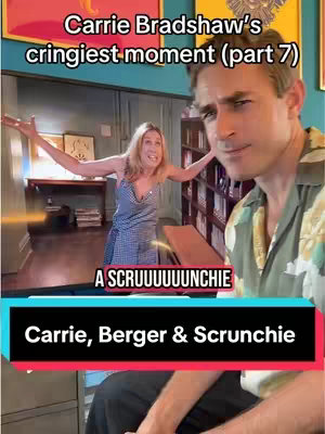 The cover image is vertically oriented and captures a scene with two main figures. On the right side of the frame, a man is seen with a smirk, wearing a patterned short-sleeved shirt, positioned partially in shadow. The left side features a woman with arms outstretched, seemingly reacting to something, set in a home-like interior. Above, text overlays in a gradient-colored rectangular bar provide context, highlighting the topic and identifying the individuals involved. Additional bottom text is present in a colored box. The overall composition is a split shot that combines a facial close-up with a reaction scene.