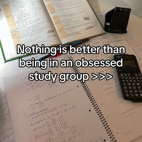 The cover image shows a top-down view of a workspace, likely for studying. It features a notebook with handwritten notes, an open textbook displaying mathematical equations, a calculator, and a smartphone stand. The notes and equations are in black ink, while the textbook has some color. The overall composition suggests a study environment.