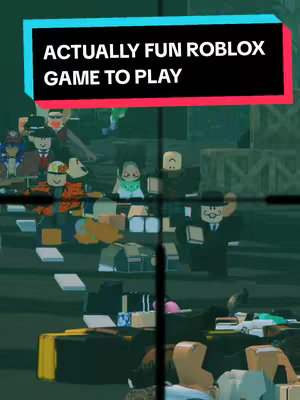 The image shows a Roblox gameplay scene with a crosshair overlay. The focus is on a group of Roblox avatars in a game setting, possibly defending a village. A text overlay is prominently displayed at the top, and the overall composition has a slightly desaturated, game-like aesthetic.