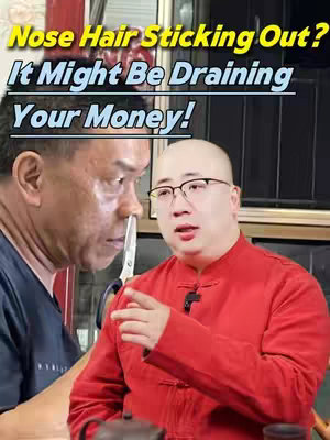 The cover image shows two men in a well-lit indoor environment. The background is blurred, but appears to be an interior space. The primary subject is a man in a red shirt speaking directly to the camera. Another man, wearing dark-colored clothing, is on the left side of the frame, seemingly holding scissors near his companion's nose. Large yellow text overlays the image with a call-to-action. 