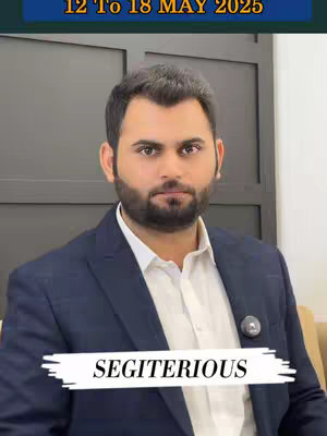 A formal portrait of a man in a dark suit with a white shirt, set against a neutral background. The image is overlaid with text indicating a horoscope and the date range, and a banner with the word SEGITERIOUS.