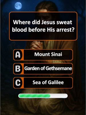 The cover image presents a quiz related to the Bible, showing a person in prayer with a question overlayed. Below, a multiple-choice format offers answers. The overall composition utilizes warm tones and is designed to be engaging.