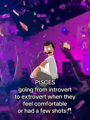 The cover image features a vibrant scene with confetti falling in a lit, purple-hued space, likely a club or party. At the center, a cartoon character resembling Bob of Bob's Burgers is superimposed, seated with his legs crossed. Text overlays explain a humorous concept.