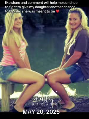 The image features two young women sitting on a bench in front of a blurred natural backdrop. Both women are fair-skinned and have long, light-colored hair. They are positioned closely together, with their legs touching. The woman on the left is wearing a pink tank top and denim shorts, while the woman on the right has on a t-shirt with the letter 'A' on it and denim shorts. A watermark that reads 'daily update may 20, 2025' can be seen at the bottom of the image.