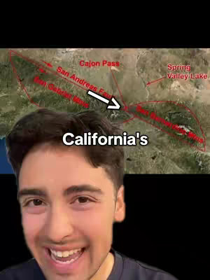 The cover image shows a smiling man in the foreground, with a map of California's fault lines and geographic features in the background. The overlaid text reads "California's".