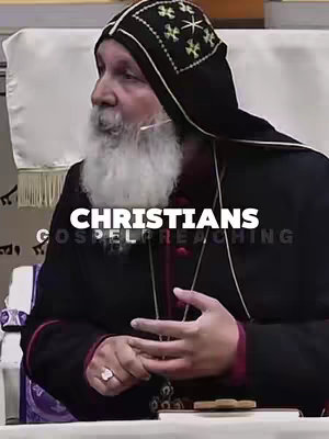 The image features a man with a white beard wearing a black robe and a head covering with embroidered details. Text overlays read "CHRISTIANS" and "GOSPEL PREACHING."