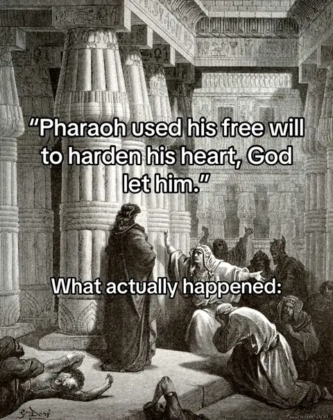 A black and white illustration depicting a biblical scene. In the foreground, a man in a long robe stands with his arm raised, as if speaking or making a gesture. Behind him, figures are gathered, some with expressions of concern or reverence. The setting appears to be within a large architectural structure with columns and archways.