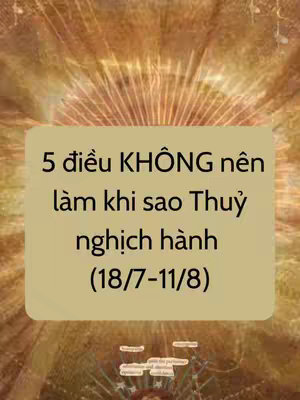 The cover image features a textured, golden radial pattern background. A rectangular, tan-colored box is overlaid on top. Inside the box, the text is written in black font. The text says "5 điều KHÔNG nên làm khi sao Thuỷ nghịch hành (18/7-11/8)"