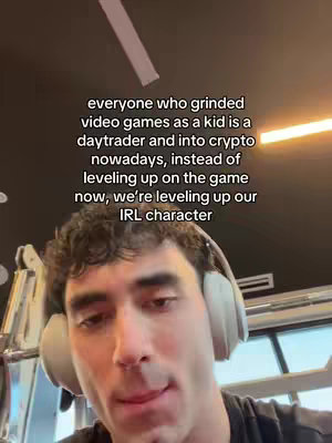 A selfie-style shot with a man in the foreground, wearing headphones, and the background suggesting a gym or workout area. Text overlay at the top.