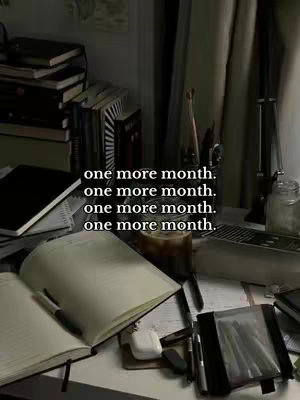 A desk is shown, cluttered with books, notebooks, and school supplies. Text overlays, appearing to be the hook, are placed across different areas of the desk.