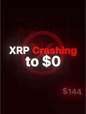 The cover image features text overlaid on a dark, blurred background with a red and white color scheme. The text reads 'XRP Crashing to $0' in large, bold letters. A price value of $144 is included in the lower right corner.