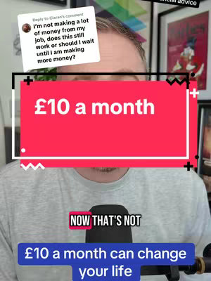 A screen recording with a male presenter in the background. Overlaid on the screen are text elements including a comment bubble and large text that says '£10 a month.'