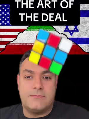 The cover image is a composite with a central portrait of a man and layered background elements. At the bottom of the image is the man’s face, looking up at the viewer with a serious or thoughtful expression. Above the man, the background is a split design showing the flags of the United States on the left and Israel on the right, separated by a jagged line that indicates a torn or broken divider between the two flags. A Rubik's Cube is centrally positioned, appearing to hover above the man's head and below the flags.