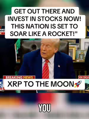 The image features Donald Trump speaking, with overlaid text and a news banner. The color palette is centered around blues, reds, and whites. The layout utilizes a news-style graphic with overlaid textual elements.