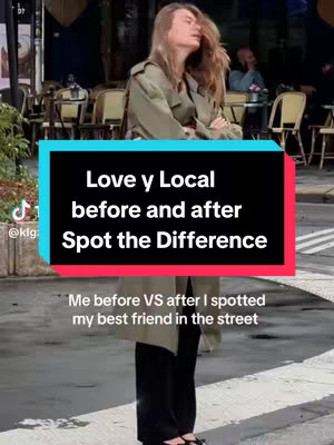A person stands on a city street. The individual is the central focus, wearing a long coat and black pants. Behind them is a cafe with outdoor seating, and a street with a white line. A black and teal banner is superimposed over the image.