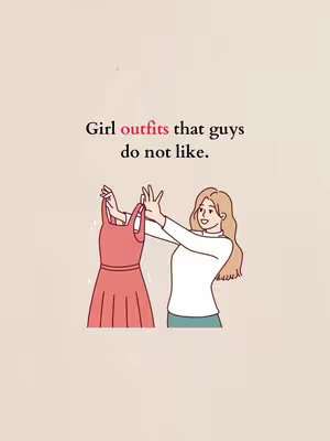 The image portrays a cartoon illustration with a light-colored background. The central focus is on a woman in a white top, holding up a red dress, suggesting a fashion or clothing-related theme. Text overlays the image to provide context and introduce the main idea.