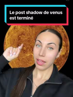 A woman is positioned in front of a spherical, orange-brown planet depicted with a detailed surface. She is pointing upwards with one hand, and text is overlaid in a colored box.