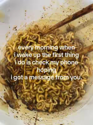 The image showcases a bowl of noodles with chopsticks on top. Overlaid on the noodles is white text, which is the hook.
