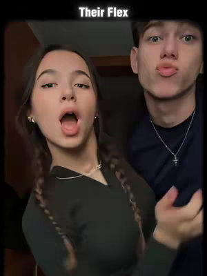 The cover image features a young woman and a young man, both with their mouths open in a wide expression. The woman is positioned in the foreground on the left, with her open mouth and tongue visible. The man is on the right, with his mouth slightly puckered, creating a 'kissing face'. Above, the text 'Their Flex' is centered at the top. The overall aesthetic is casual, with indoor lighting.