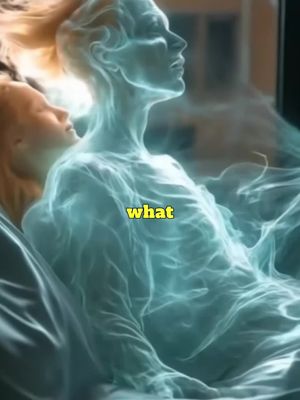 The image depicts two ethereal figures, appearing translucent and glowing, resting against a blurred and soft background. The main figure, a more defined shape, is in profile, its features suggesting a downward gaze. A smaller figure is beside it to the left. The word “what” is overlayed on the image in a contrasting yellow.
