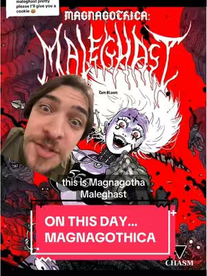 The cover image is a vertical composition featuring a close-up of a person's face overlapping a vibrant, stylized illustration. The illustrated background is dominated by a large, red field with jagged, organic shapes that suggest a hellish or fantasy setting. The focus of the illustration is a character with exaggerated features, including wide eyes with a cross, white hair, and an open mouth, creating a sense of intensity or mania. The person's face, which is a selfie, is positioned in the left foreground, partially obscuring the artwork. The person appearing in the image has short brown hair, a trimmed beard and mustache, and is making a face toward the camera. Below the face of the illustrated character, a red banner with white text is shown, and it contains words along the lines of the video subject matter. The composition has a dynamic feel due to the contrast between the real person and the fantastical illustration.